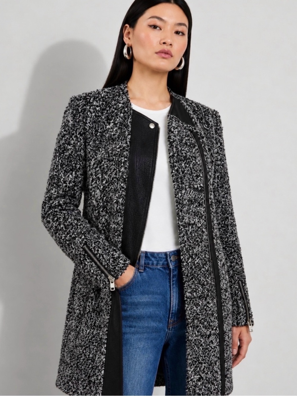 Revolve IRO Wool-Blend Derby Midi Jacket Size 38/M Grey Souris